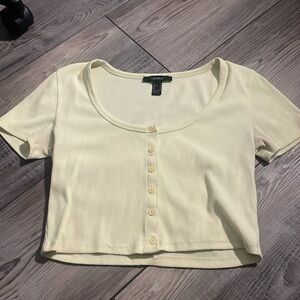 forever 21 size m cute button up crop t-shirt